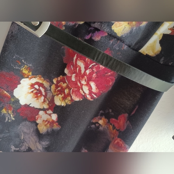 Venus black floral bodycon dress with mesh sleeves and mesh upper back, Small - Picture 9 of 9